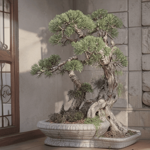 A bonsai tree in a quiet ceramic studio with shallow depth of field, generated on a Galaxy S25+ Hexagon NPU