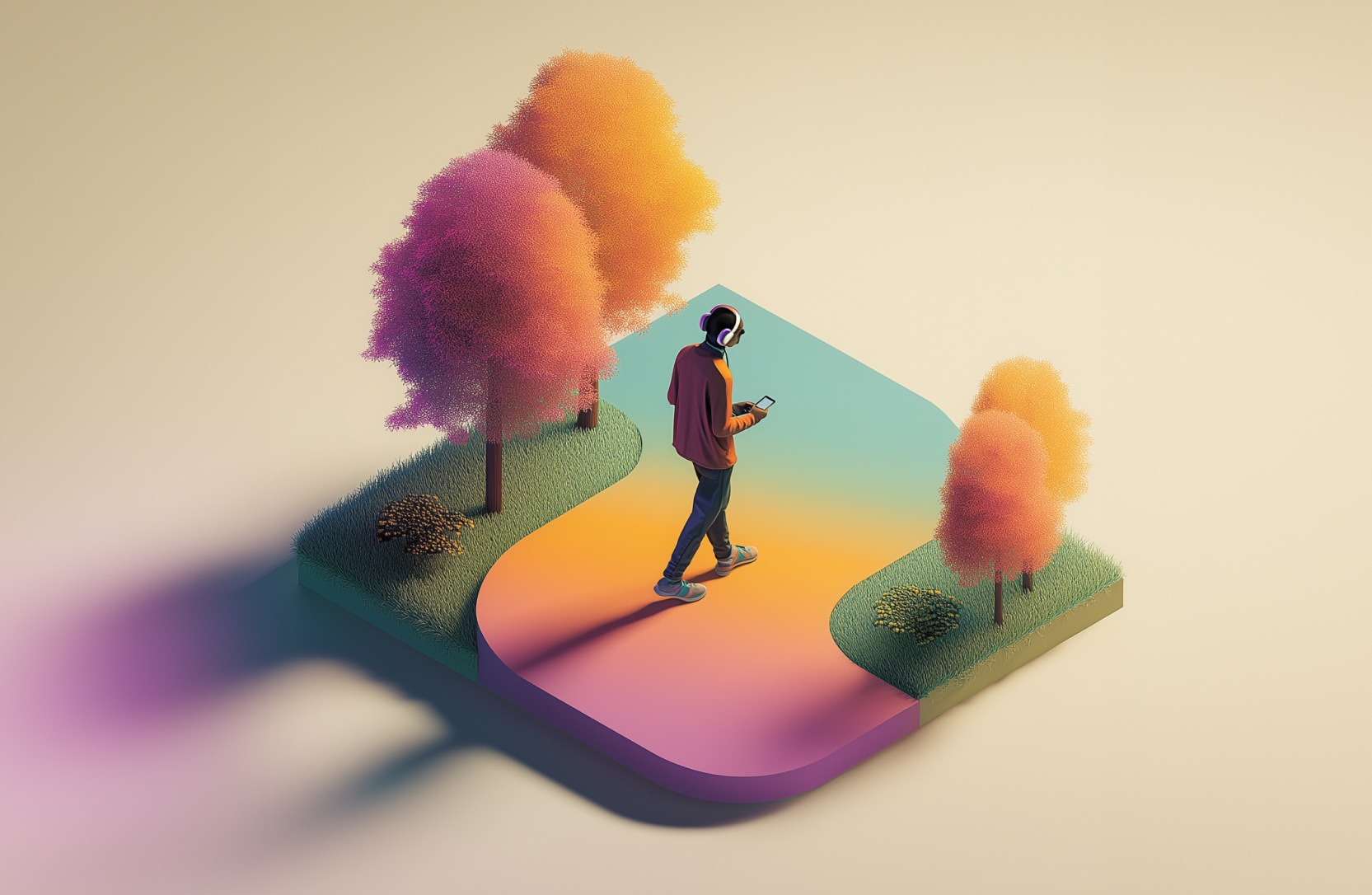 Man listening to an audio explanation